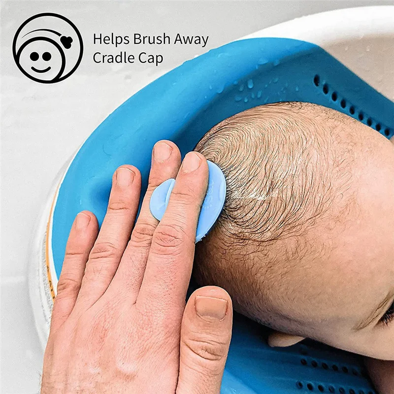 Escovas esfoliantes e massageantes para bebê, Cradle Cap, azul e branco, Pack 2