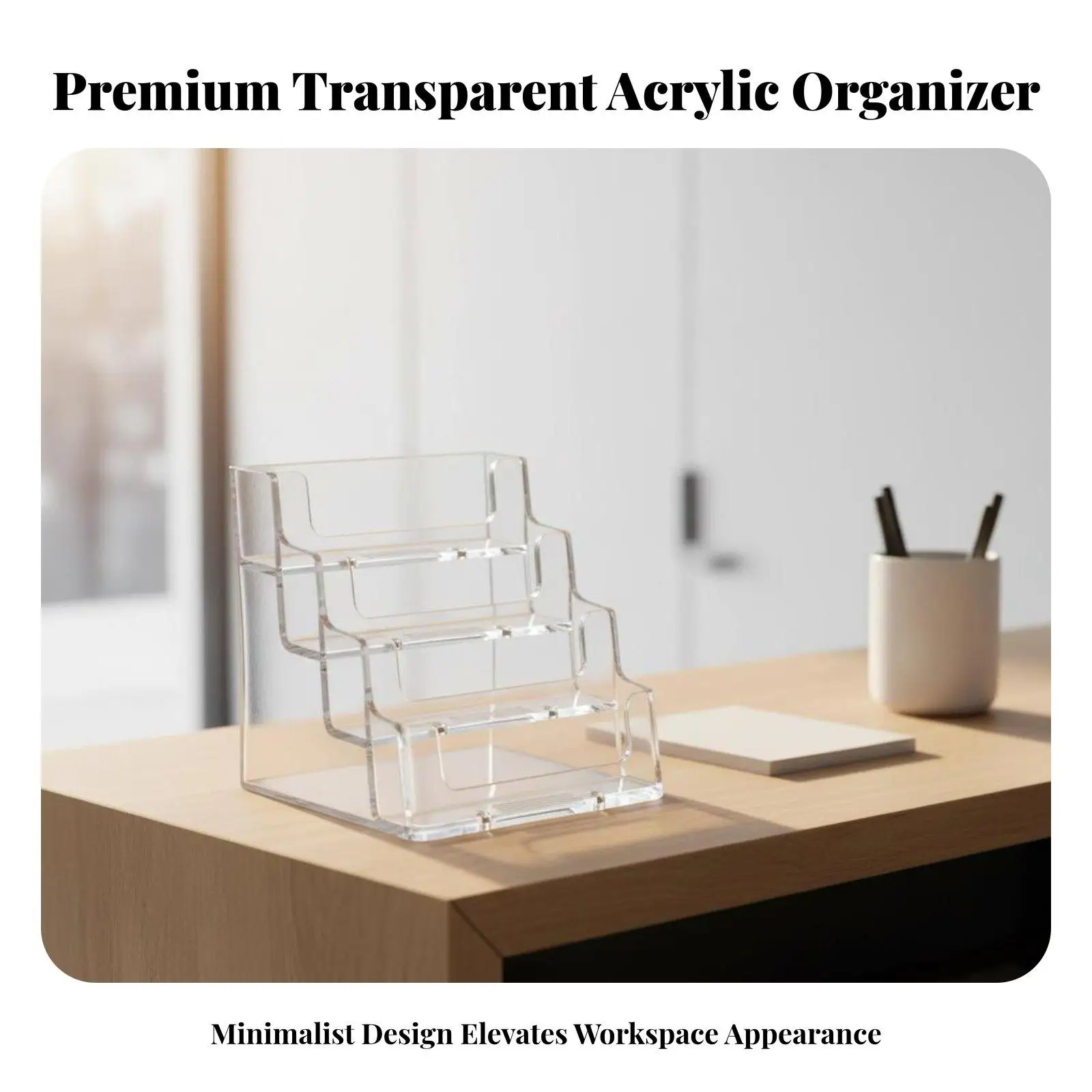 Sturdy Acrylic Business Card Organizer for Desk Office Accessories Holder for Business Cards Display with Modern Look
