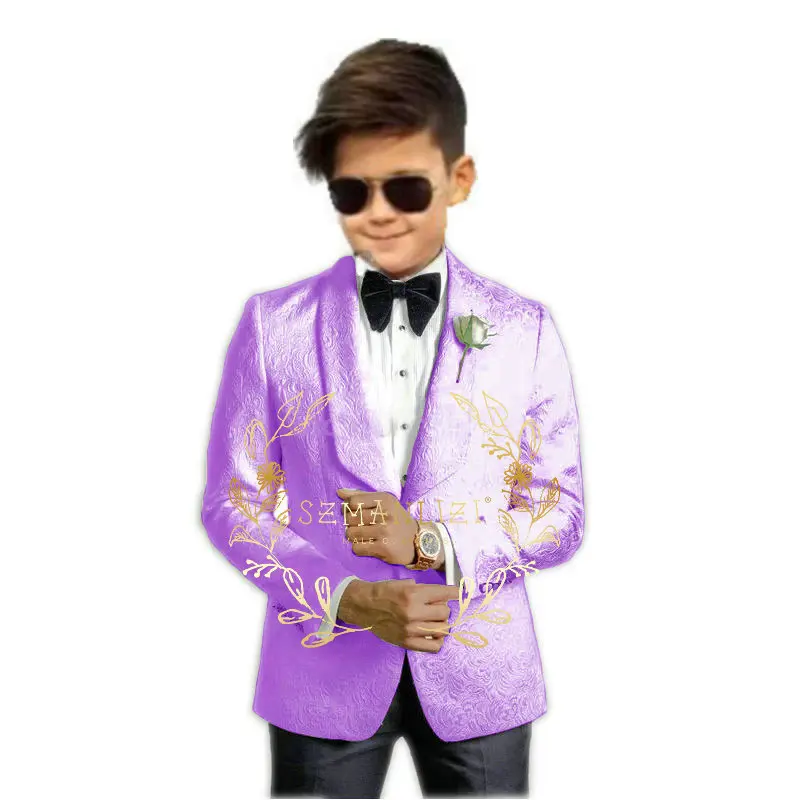 Suits For Boys Wedding Tuxedo Shawl Lapel Jacquard Pictures Formal Party Dress Kids Blazer Pants 2 Piece костюм для мальчика