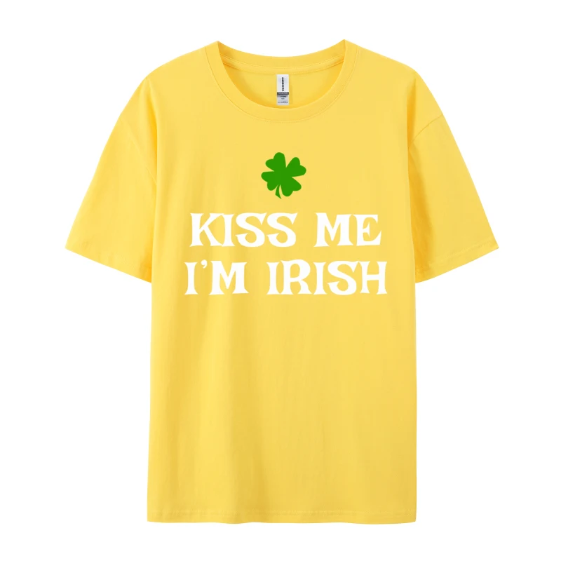 Printed T Shirt Kiss Me I'm Irish St Patrick's Day Short Sleeve For Men  2024 Popular All Cotton Summer Casual T-Shirts