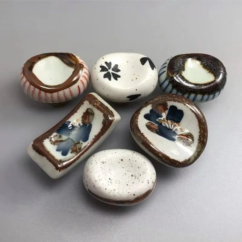 Vintage Ceramic Door Handles Painted Finish Single Hole Furniture Cabinet Knobs DIY Installation Unique Shape