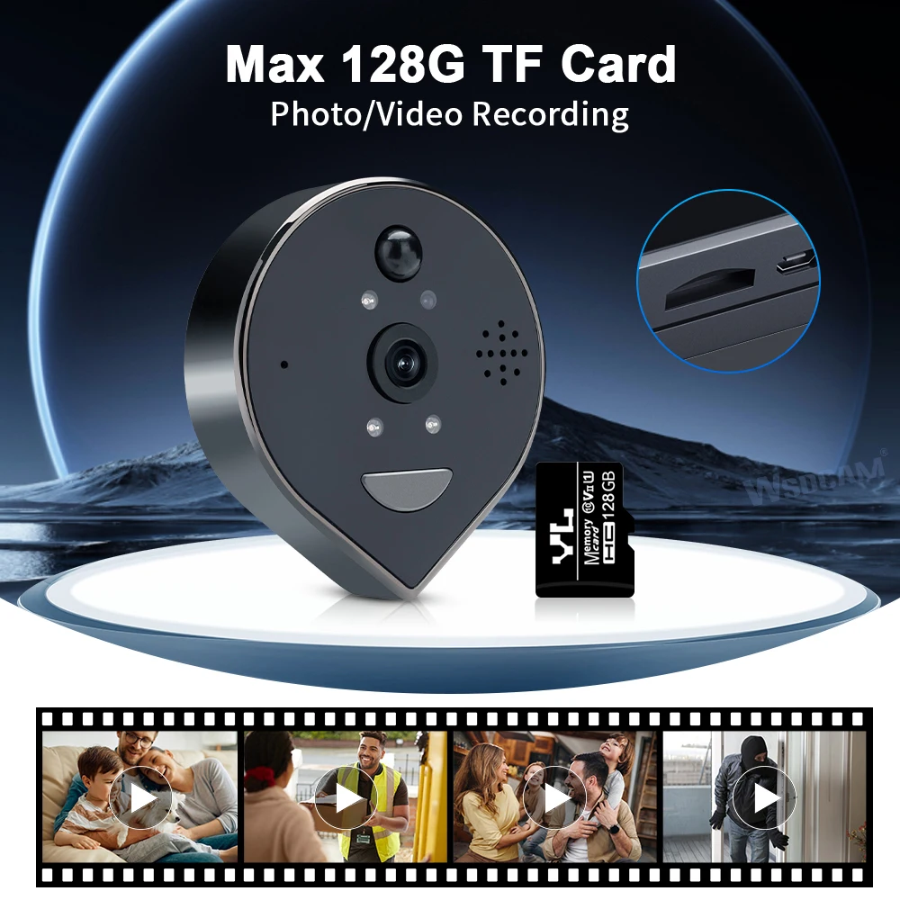 Wsdcam Tuya Wifi Peephole Doorbell Camera 4.3Inch 1080P Smart Doorbell Two Way Audio Night Vision Smart Home Doorbell Viewer