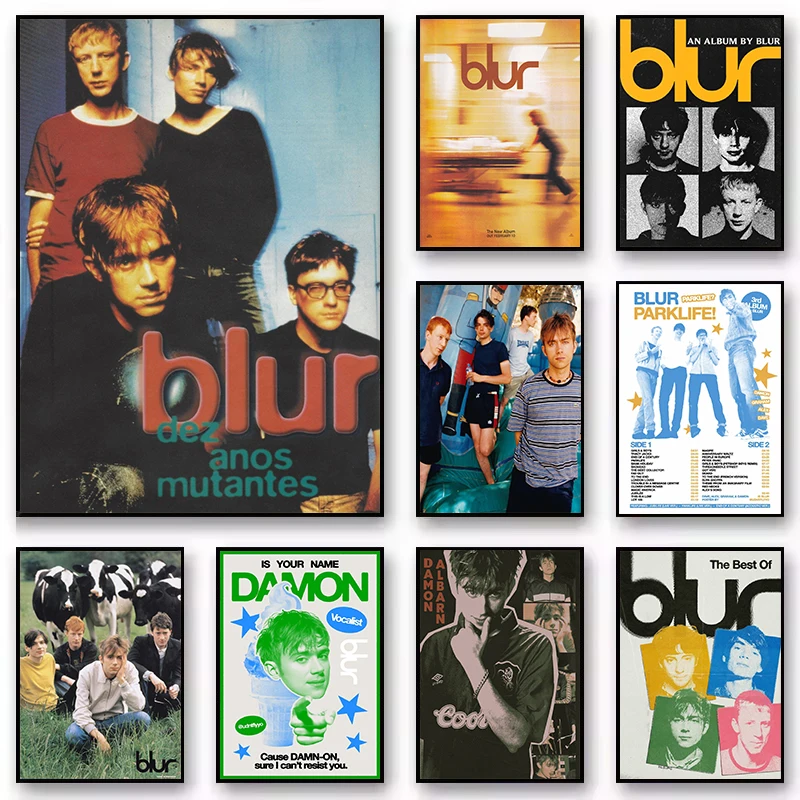 Póster estético de música de los años 90 de la banda Brit-pop B-Blur, imágenes artísticas impresas en HD para pared, pintura en lienzo, decoración del hogar, regalo