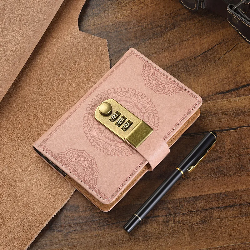 A7 200/240 Pages Retro Password Book with Lock Diary Thickened Creative Hand Ledger Student Notepad Stationery Notebook Binder
