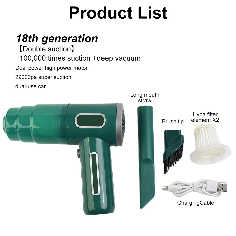29000Pa Cordless Handheld Vacuum Cleaner Portable Design For Car Seats Home Surfaces With Wet And Dry Function Compact Vacuum