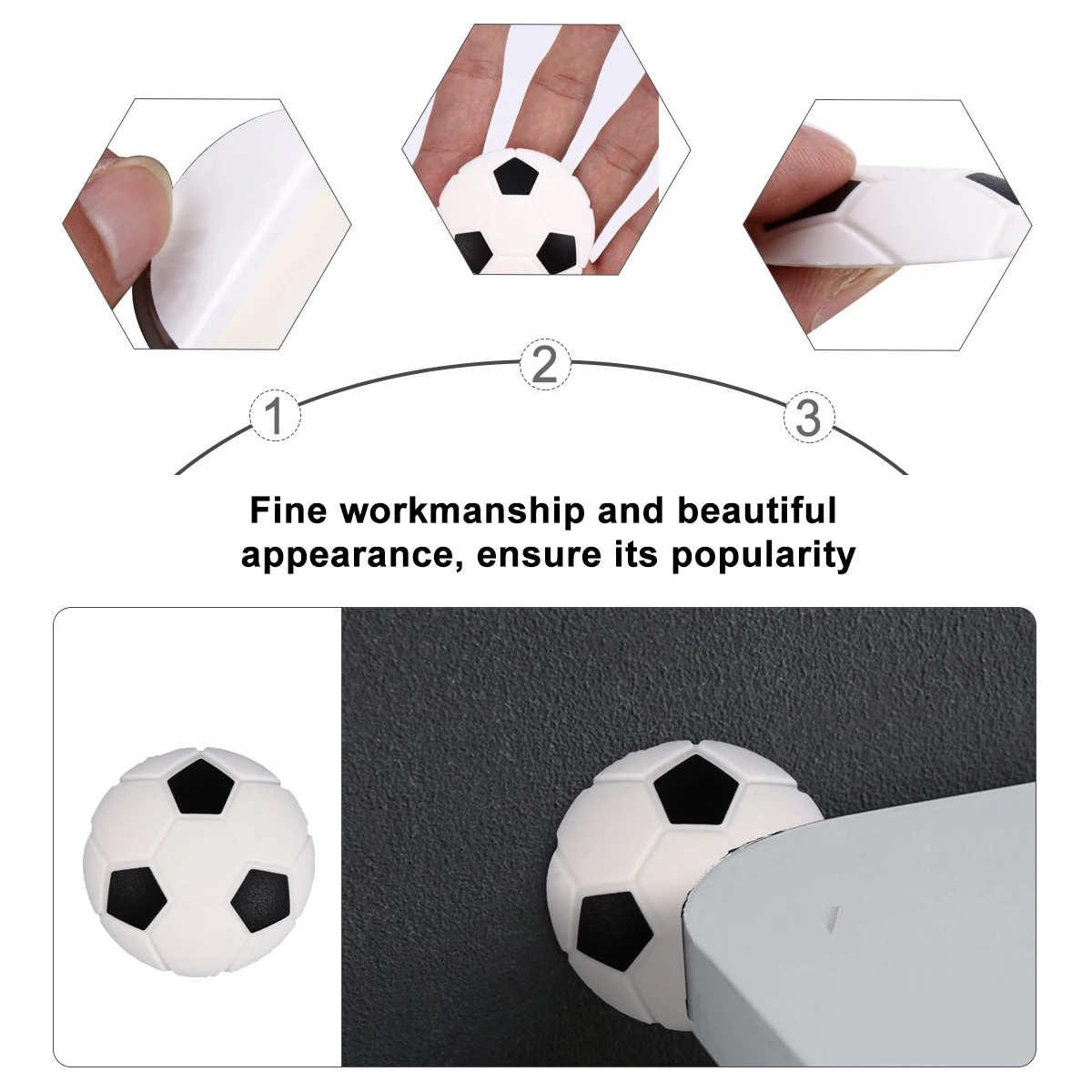 

3 pcs Football Anti-Collision Mats Door Knob Crash Pads Mute Bumper Silicone Heavy Duty Wall Scratch Protector Hardware