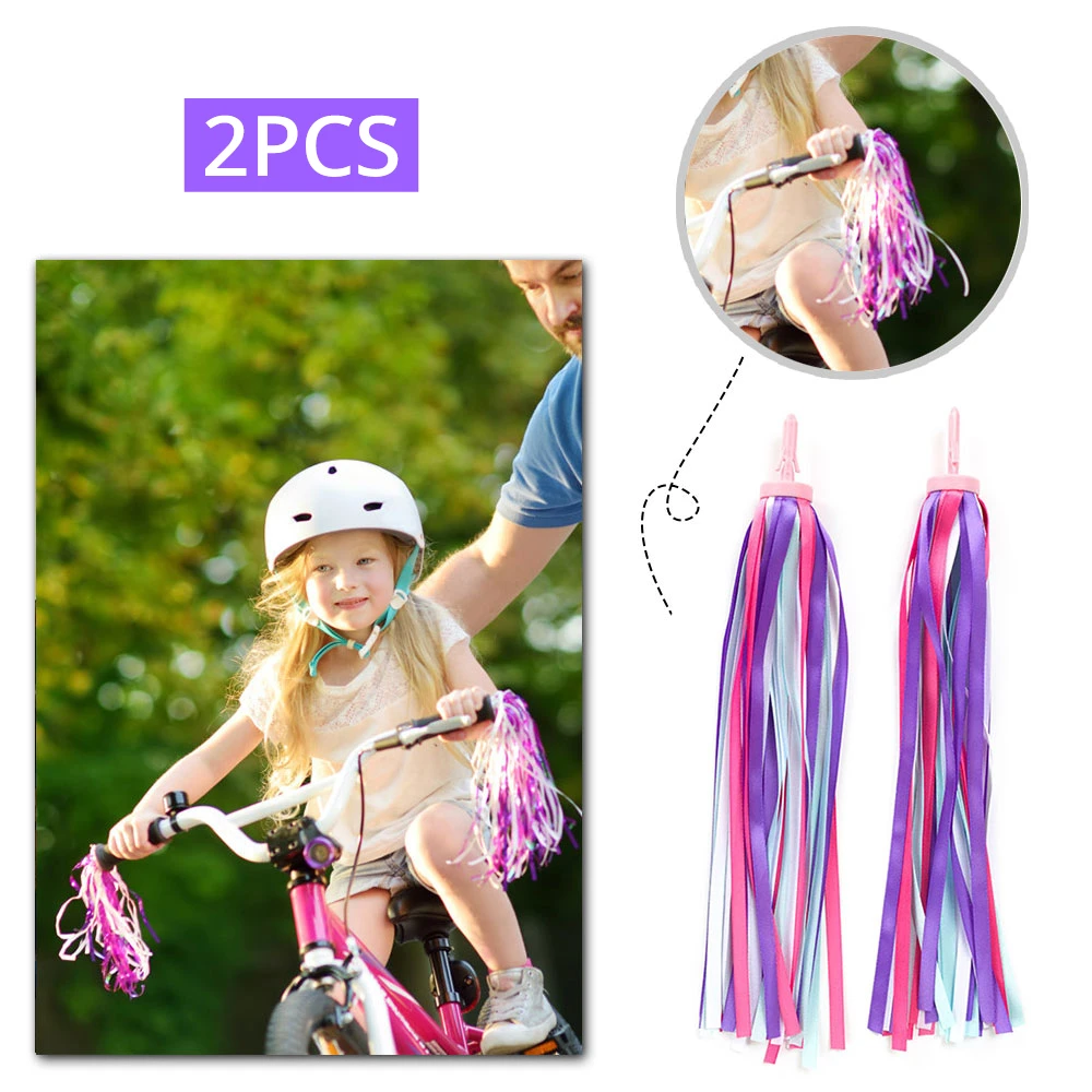 

2pcs Scooter Ribbon Tassel Styling Decoration Bicycle Handlebar Streamers Colorful Tassel Children Kids Bike Scooter Accessories