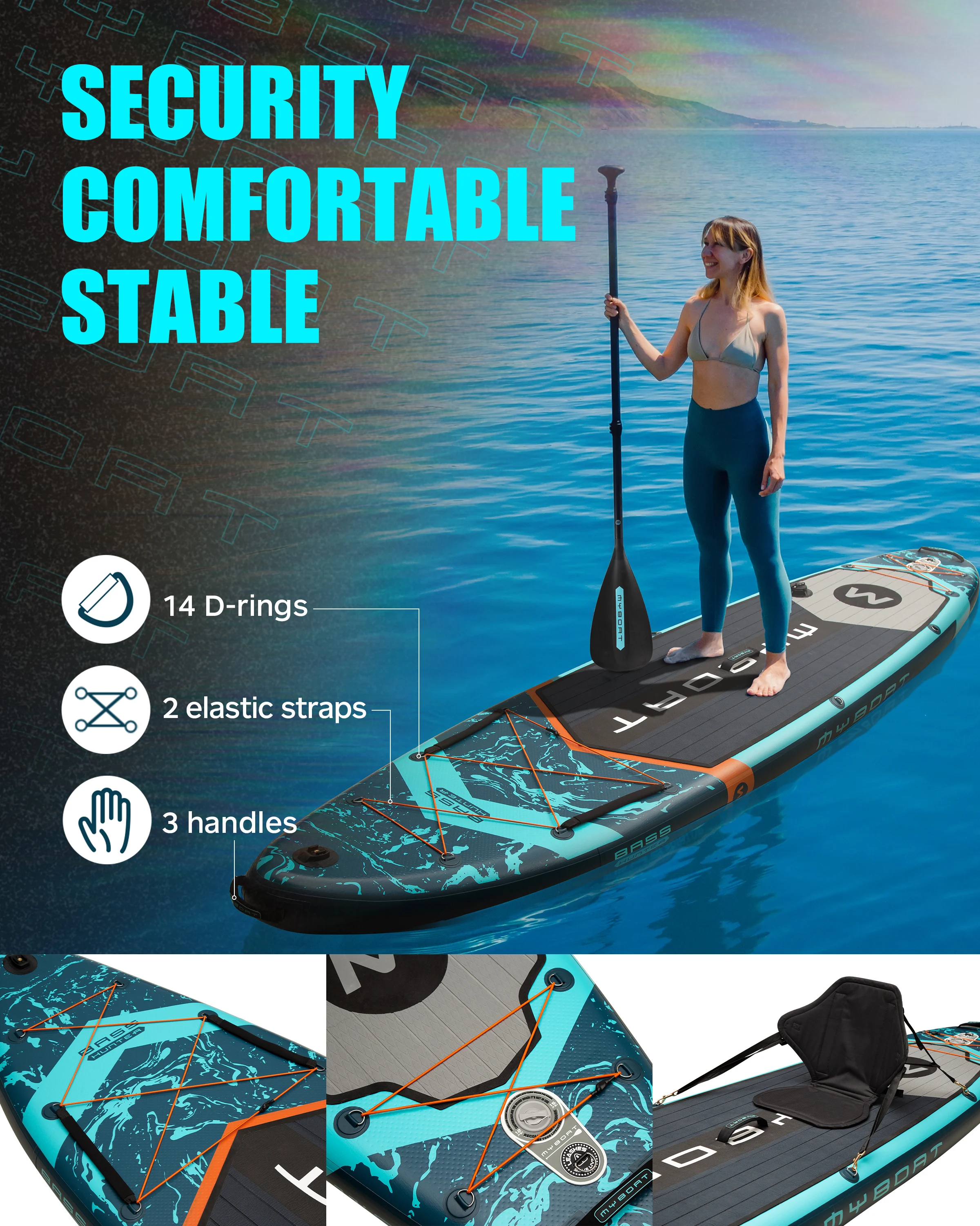 Myboat Waterproof  Extra Wide Inflatable Paddle Board 11\'6\'\'x34\'\'x6\'\'Adult Standing Style Aquatic Fishing With Accessories SUP