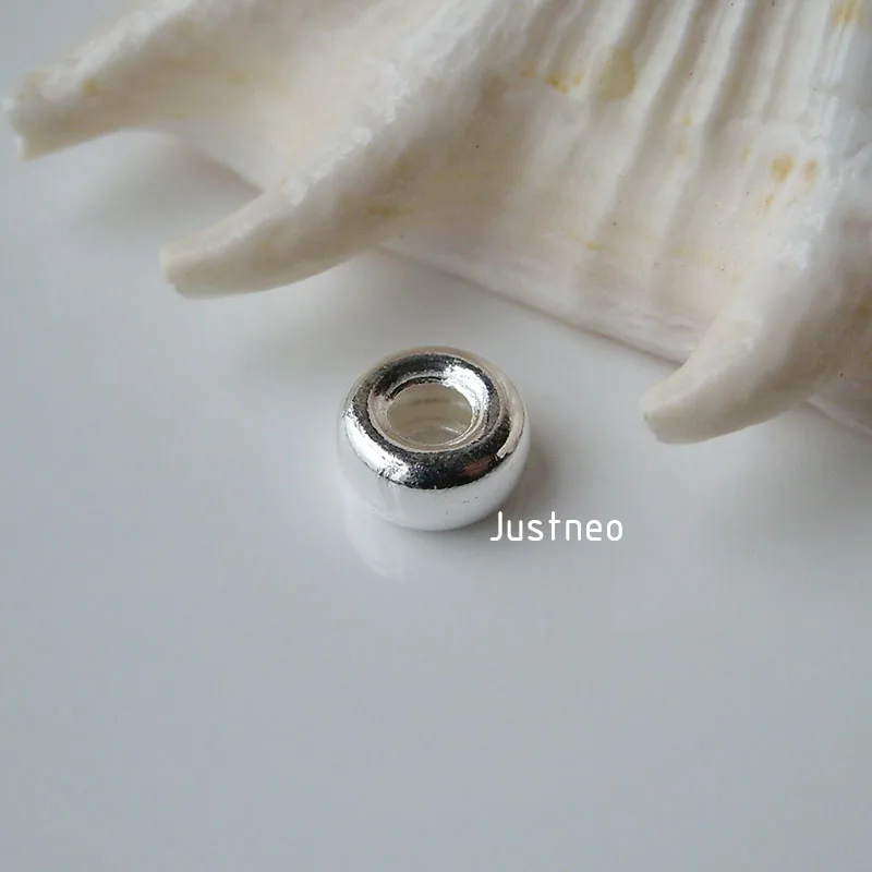 Solid 925 Sterling Silver Beads Rondelle/roundel Spacer Loose Bead Finding for Jewelry DIY ,1pc