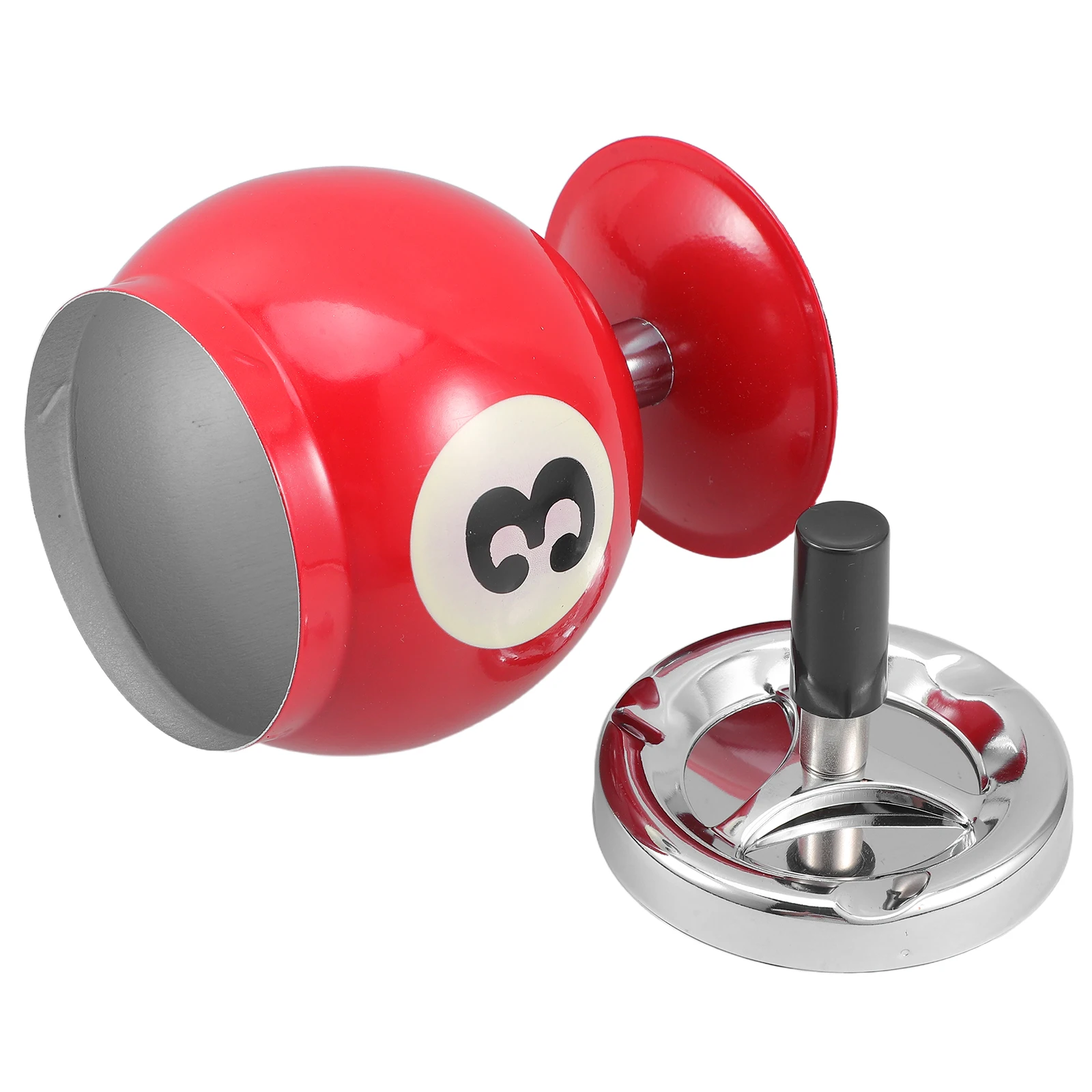 

Metal Ashtray with Lid Decorative Cigarette Tray for Office Billiards Theme Red Stainless Steel Smoke Home Decor