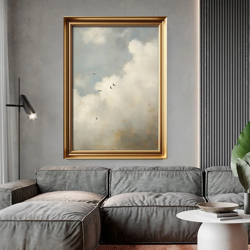 Vintage Cloud and Birds Poster Sky Landscape Canvas Painting Print Wall Art Picture for Living Room Home Decoration Mural