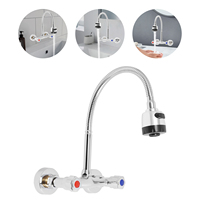 Modern Wall-Mounted Faucet with 360° Swivel Hose – Brass Hot/Cold Water Kitchen Sink Faucet, 2 Modes (Shower + Column)
