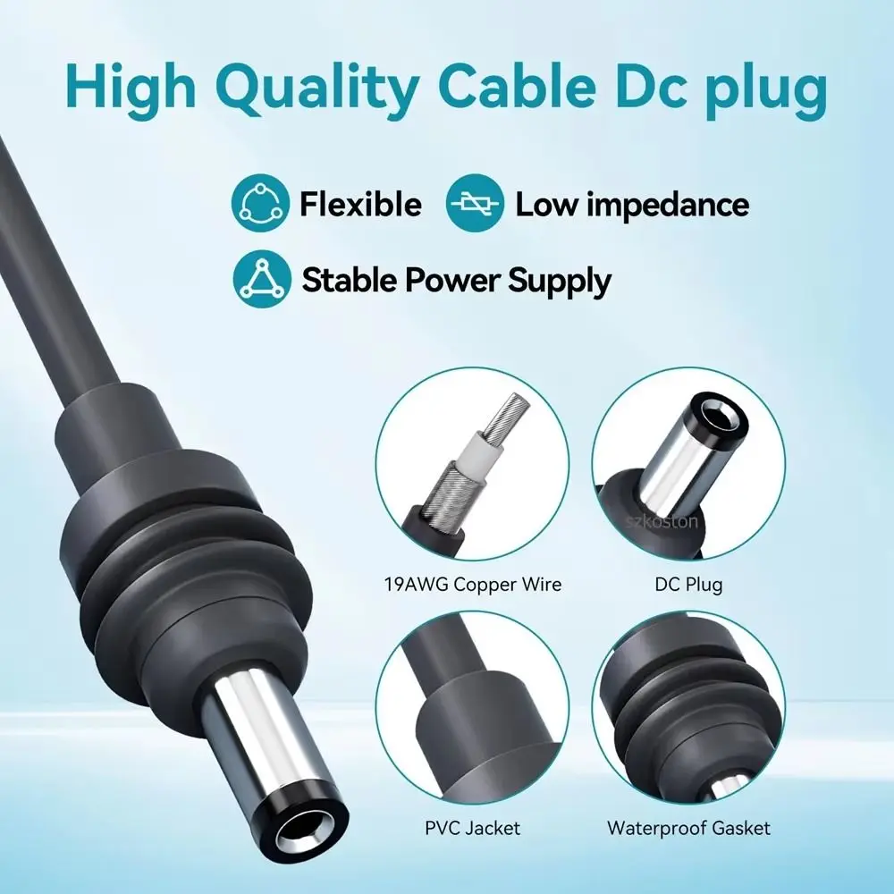Replacement DC Power Cable Overload Protection Durable Battery Power Cable Plug & Play Battery Charger Adapter