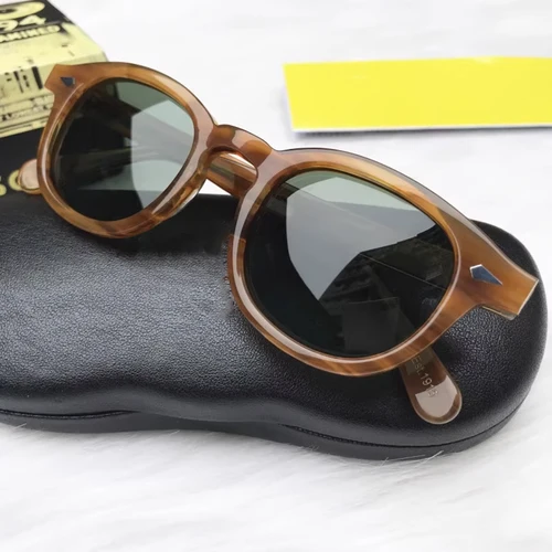 Gafas de sol polarizadas para hombre, gafas de sol redondas Retro para mujer, gafas con montura de acetato Vintage de marca de lujo