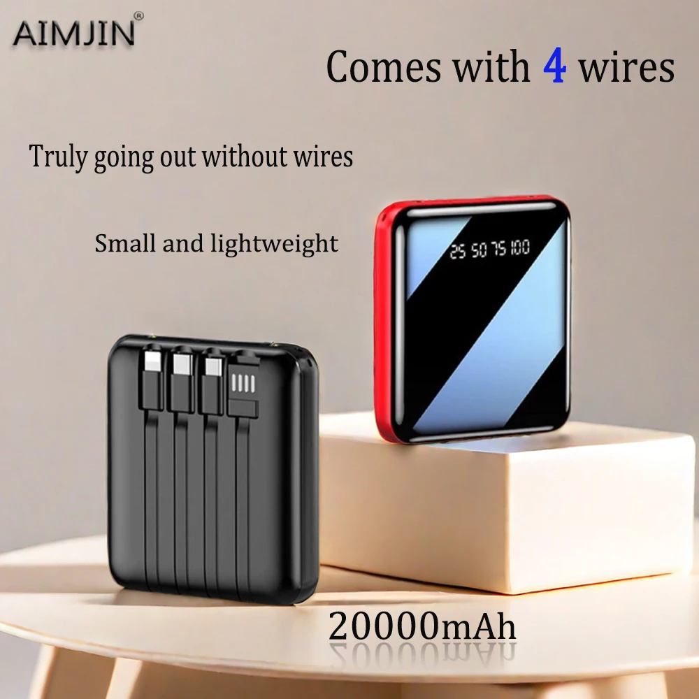 

Mini Large Capacity 20000mAh Digital Display 4-wire Fast Charging Small Square Power Bank