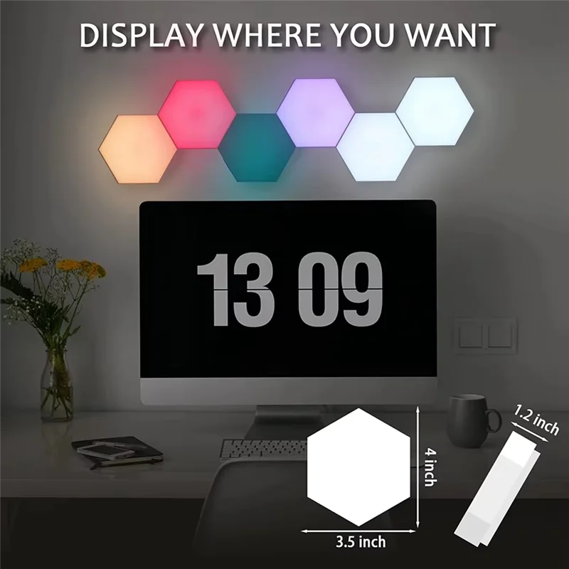 AS59 - Модульный шестигранный светодиодный квантовый светильник Live-RGB, светодиодный настенный светильник RGBW с сенсорной активацией для ночного освещения окружающего освещения