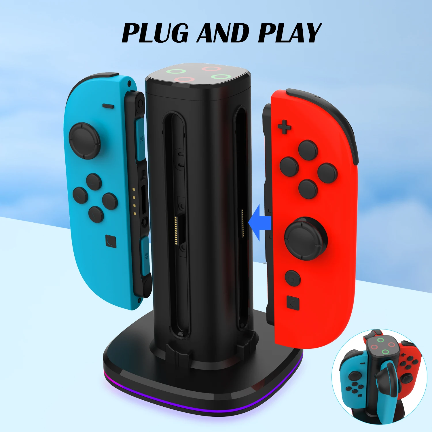 4 في 1 لـ Switch2 Joycon قاعدة شحن لنينتندو سويتش 2 4 شاحن تحكم مؤشر LED محطة شحن لـ NS2