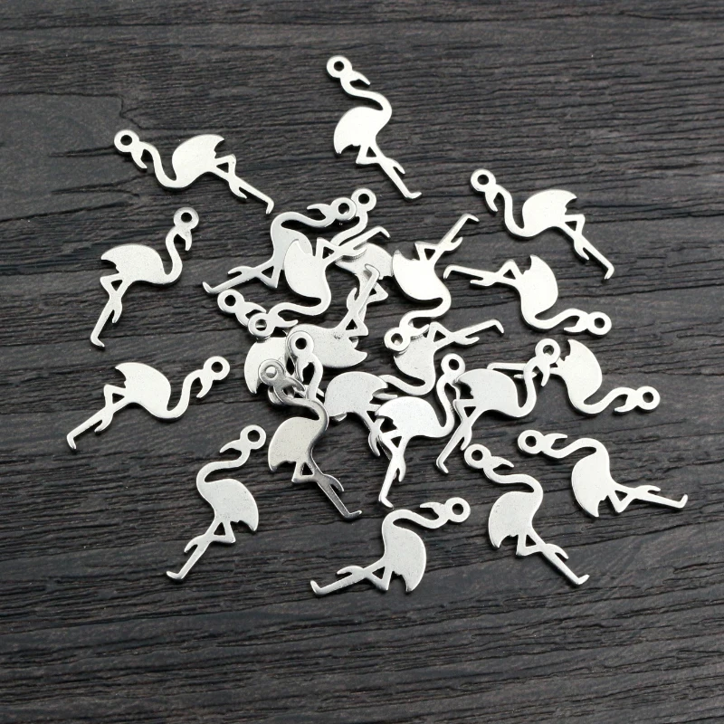 30pcs 18x8mm No Fade Charms 316 Stainless Steel Flamigo Charms pendant Jewelry Making Accessories DIY for necklace bracelet