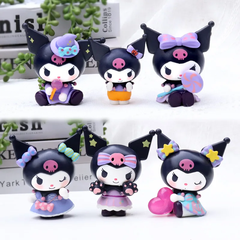 

6 шт. Sanrio мультфильм аниме Kuromi конфетная модель ручной работы кукла девочка сердце настольное украшение девочка детский подарок на день рождения игрушка