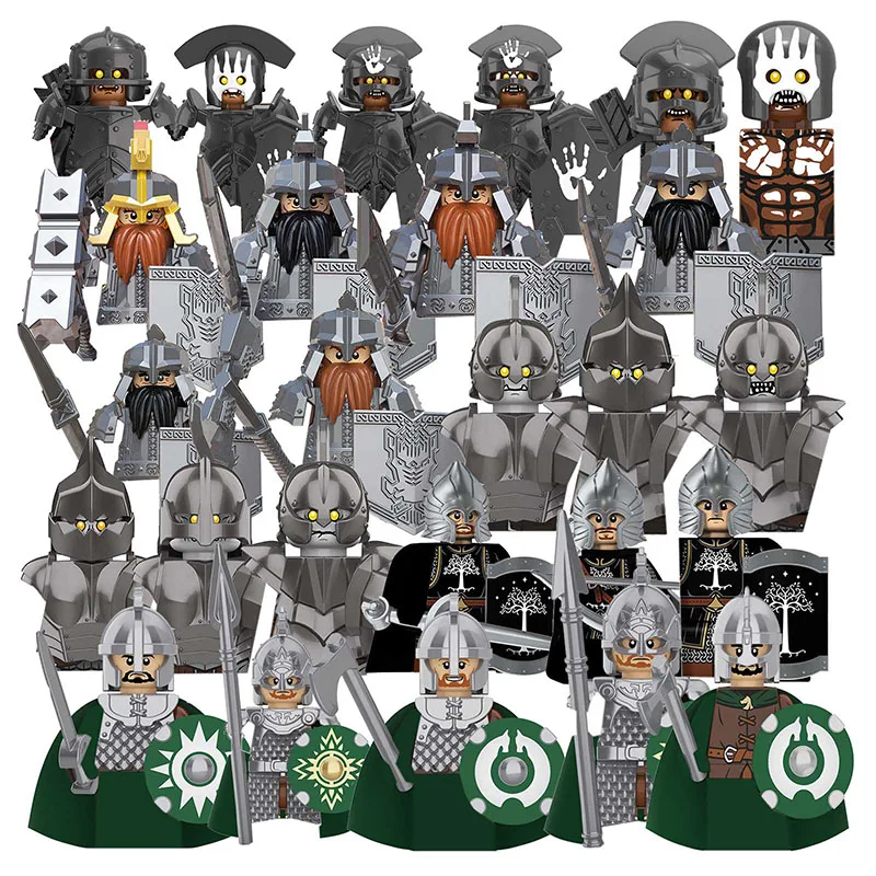 KT1032 Rings Movies Bricks Dolls Uruk hai Medieval Knight Soldier Warrior Mini-Figures Action Toy Building Blocks KT1033