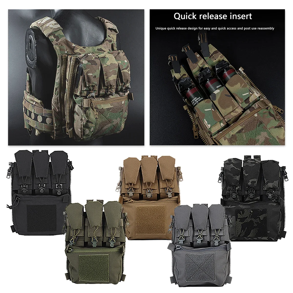 Airsoft FCPC V5 Tactical Vest Plate Carrier Accessories Back Panel Assault Adapt Range Banger Pouch Hunting Zip On GP Pocket