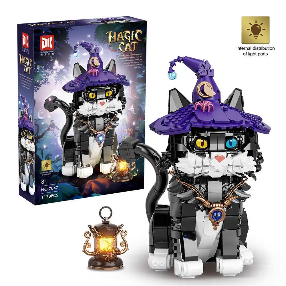 

1128PCS Kids Building Blocks Magic Cat Model Home Decoration Cartoon Animal Assemble Bricks Toys For Girls Adults Gifts