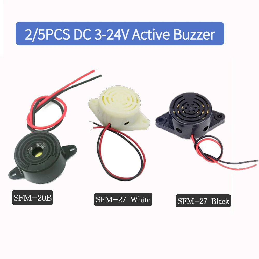 2/5PCS DC 3-24V Active Buzzer SFM-27 SFM-20B Magnetic Long Continous & interrupted Beep Tone Piezo Buzzer Motherboard Speaker