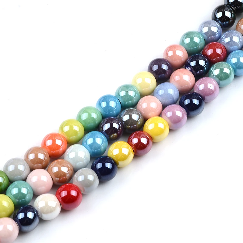 8mm/10mm Solid Color Round Shape Ceramic Beads for Jewelry Making Loose Spacer Beads Handmade DIY Bracelet Accessories