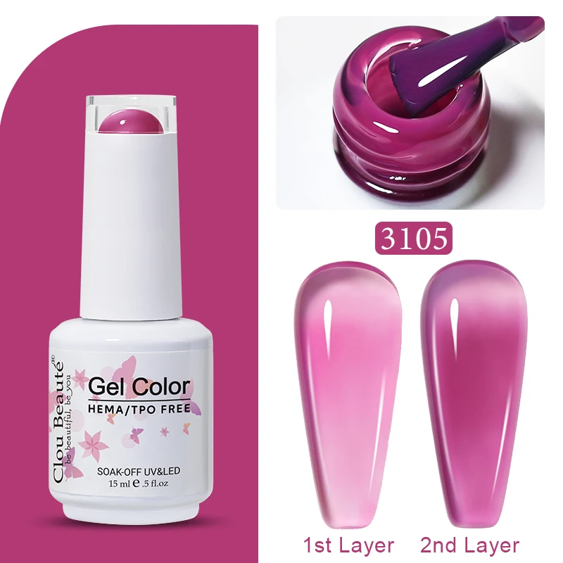 Clou Beaute Jelly Kleur UV Gel Manicure Zomer Roze Naakt Gel Nagel Regenboog Nagelbenodigdheden Voor Professionals Semi-permanente Vernis - afbeelding 1