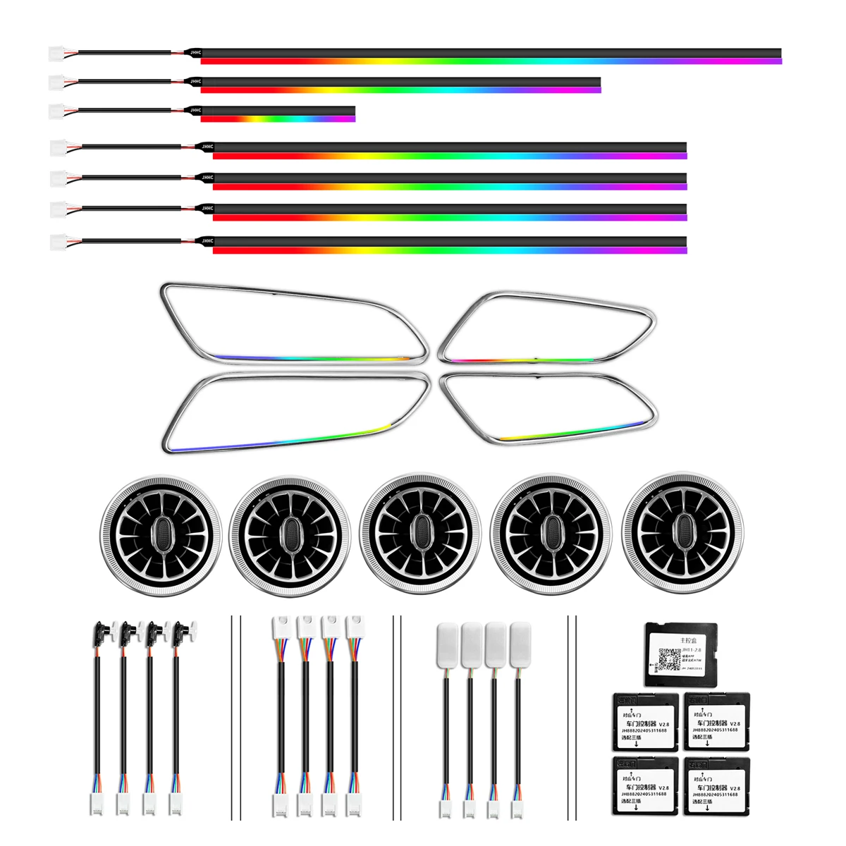 

Динамический 64-цветный окружающий свет для Mercedes-Benz W117 CLA 2013-2019, обновление внутреннего светодиодного освещения, аксессуары для вентиляционных отверстий