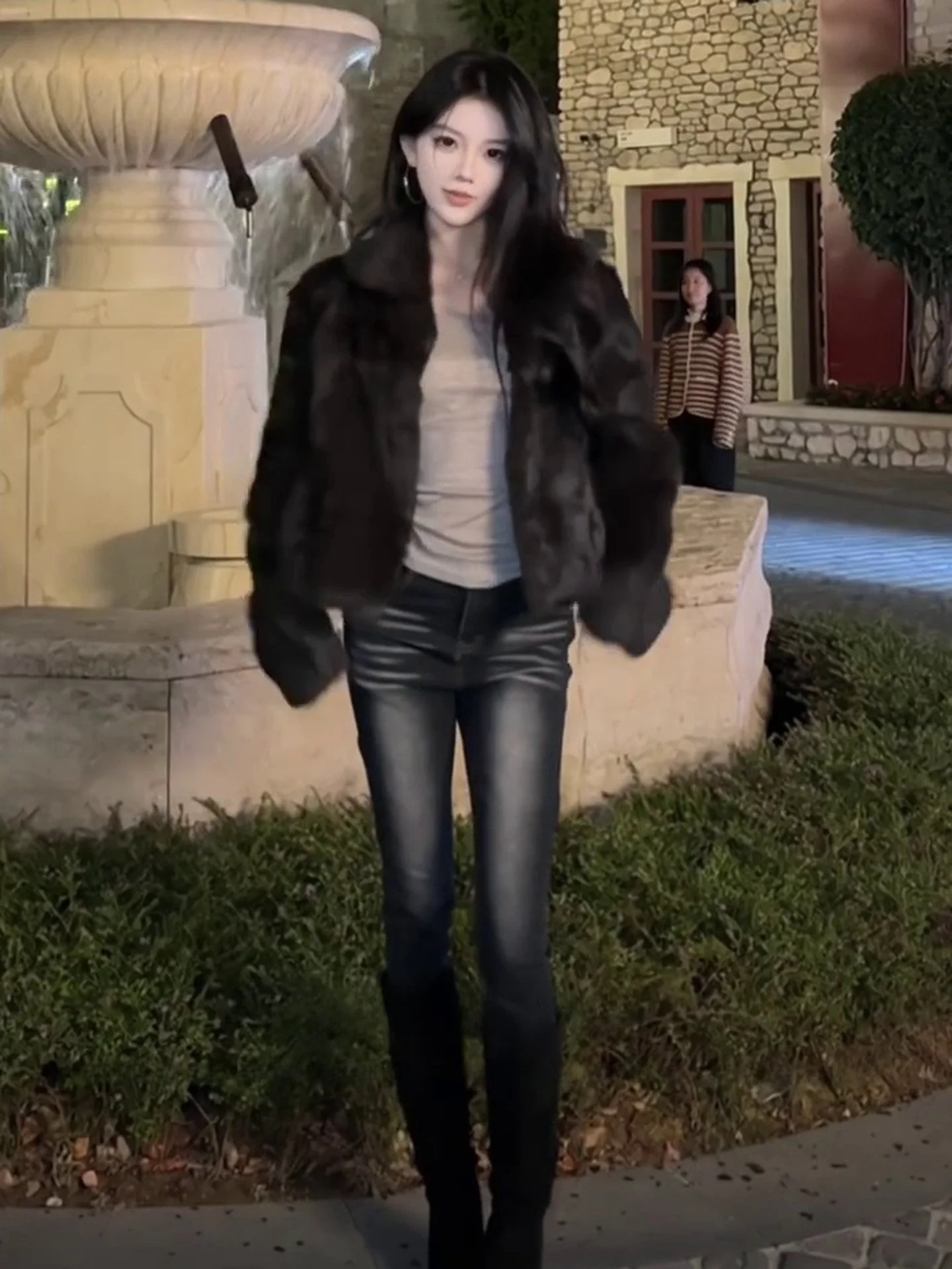 

Женские джинсы с высокой талией в корейском стиле, облегающие, укороченные (7/8), с эффектом осветления, средней эластичности, фасон «карандаш»