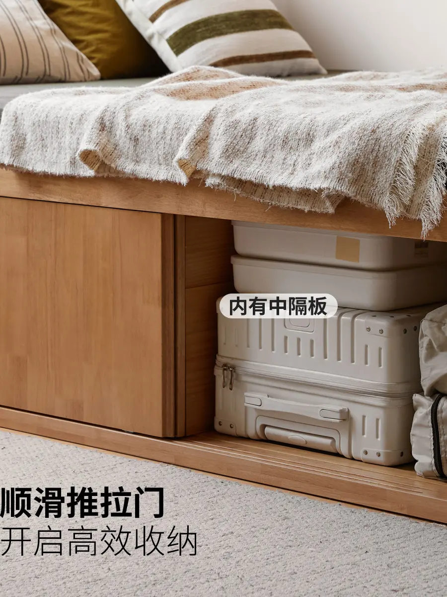 Solid wood bed Modern simple storage bed Bedroom Small apartment box bed Household multi-functional tatami