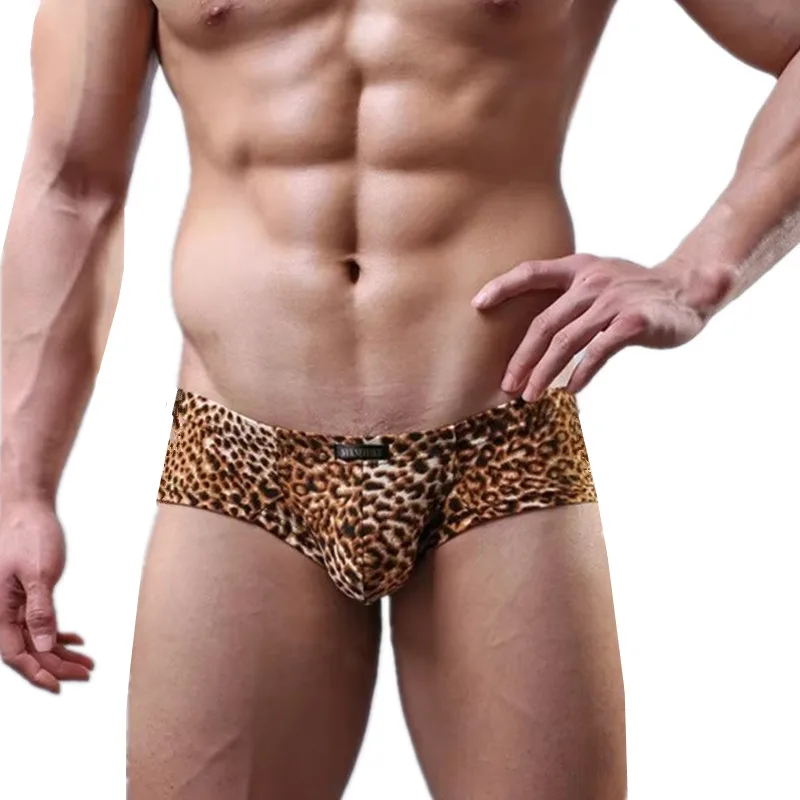 Men Underwear Boxer Shorts Leopard Breathable Low Rise U Convex Pouch Underpants Cueca calzoncillo Inteior ropa hombre M-XL