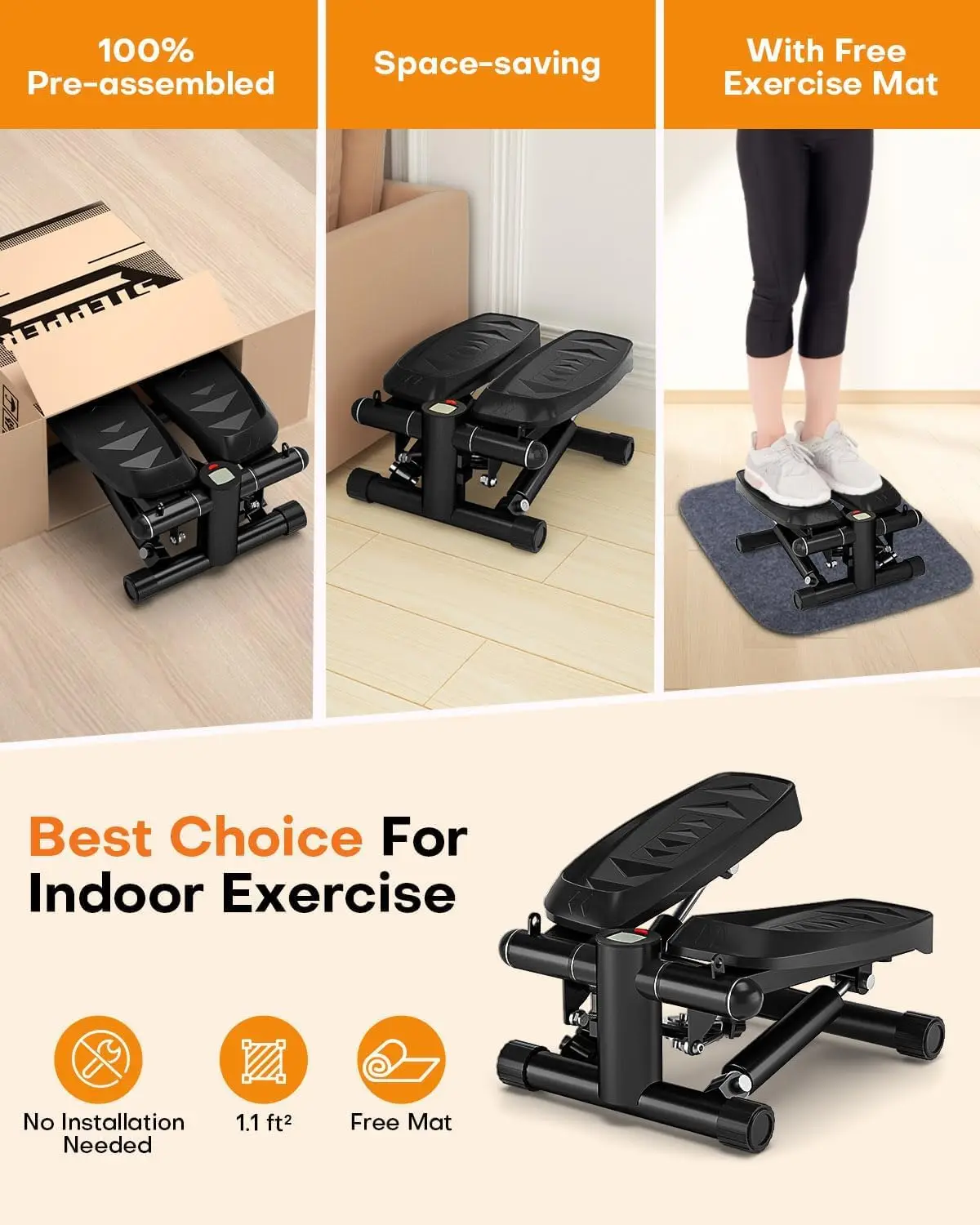 

Adjustable Mini Stair Stepper New Home Indoor Workout Exercise Machine