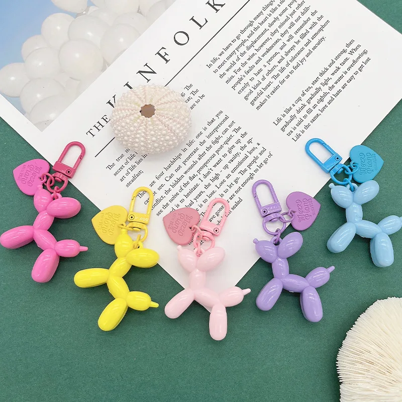 Fashion Art Trendy Jelly Balloon Dog Colorful Acrylic Key Chain Bag Pendant Cartoon Creative Love Small Puppy Pendant Keychains