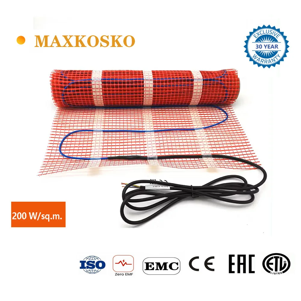 

Electric Radiant Warmmat self-adhesive floor heating mat for ceramic tile wooden floors efficient heating solution 200W/m2