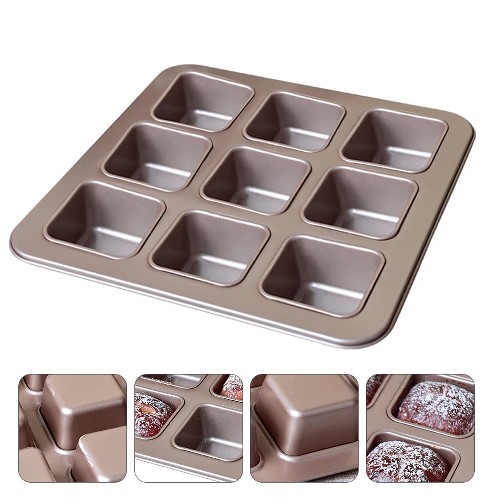 

Non stick Pan Mold Baking Pan 9 grid Square Dessert Carbon Steel Tray Cake Mold Oven Bakeware Kitchen
