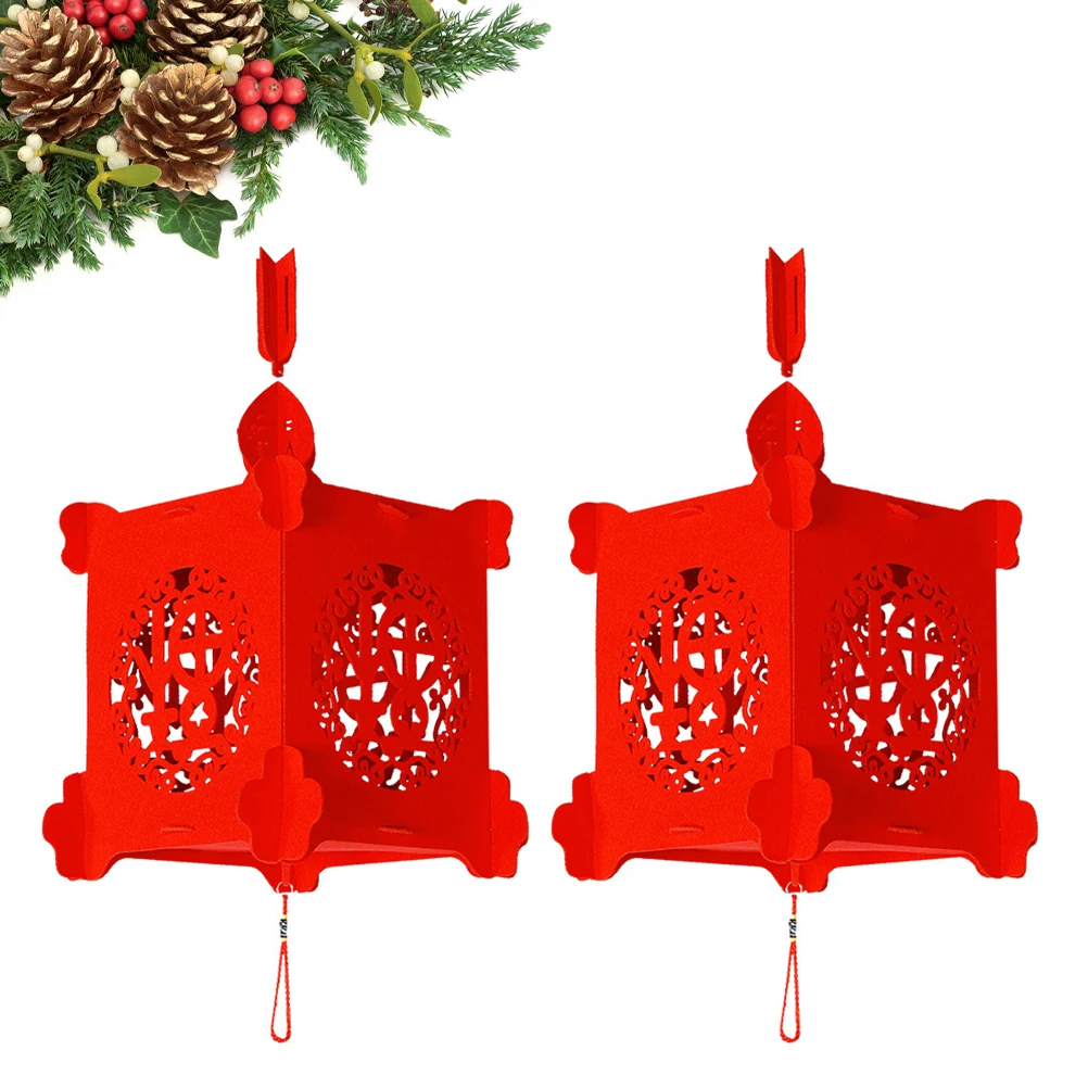

2Pcs Lanterns Durable Decoration Chinese Style Creative Beautiful 3D Good Luck Wealthy New Year Spring