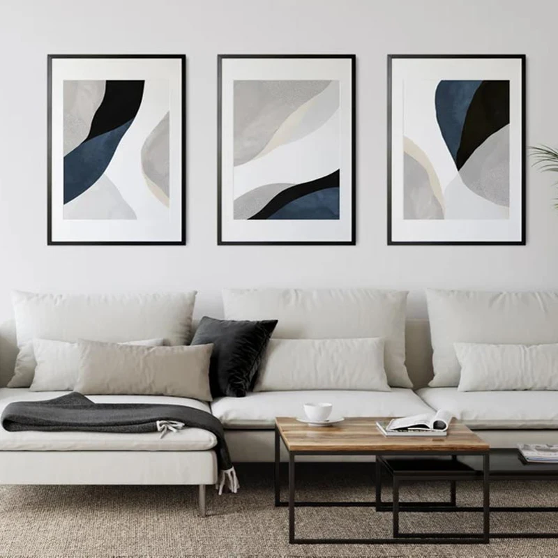 الأزرق الداكن مجردة جدار الفن الملصقات الحد الأدنى النيلي الزخرفية قماش اللوحة صور غرفة نوم حديثة غرفة المعيشة المنزل ديسمبر