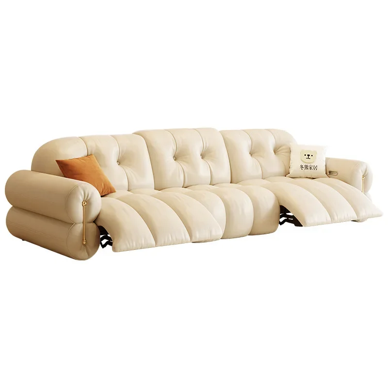 أريكة فرنسية كريمية للرياح أريكة عملية بدون جاذبية ممتازة خفيفة فاخرة صفر سينما منزلية أريكة كهربائية جلدية #1