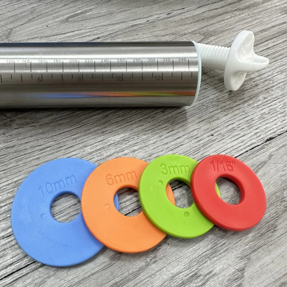 

Removable Rings Stainless Steel Rolling Pin Thickness Adjustable Dough Roller Non-Stick Smooth Surface Silicone Kneading Mat