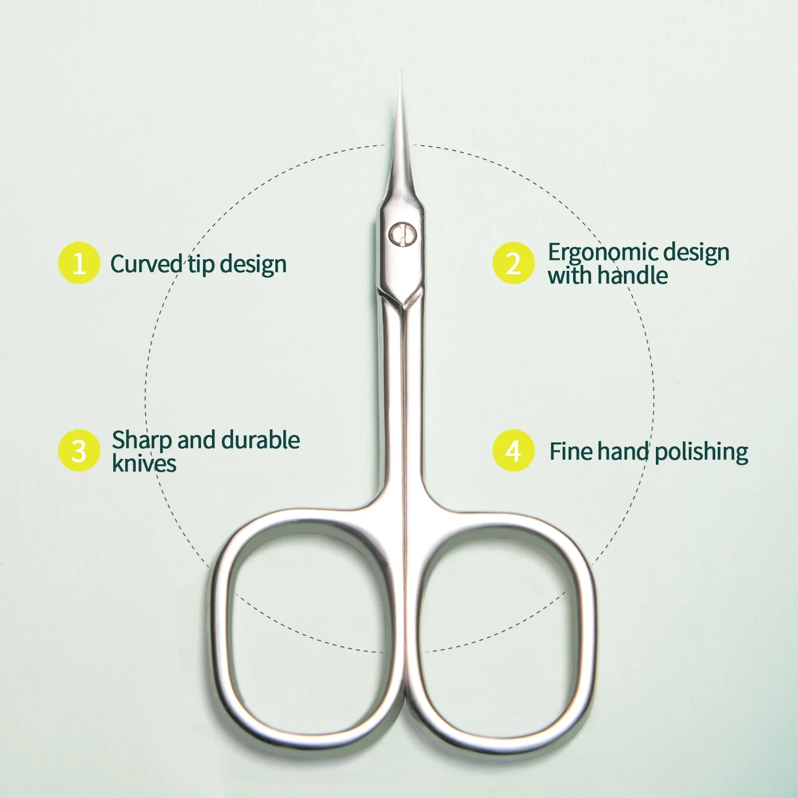 Nailpop Stainless Cuticle Scissors Extra Fine Curved Blade Super Slim Manicure Scissors for Cuticles Professional Nail Art Tools