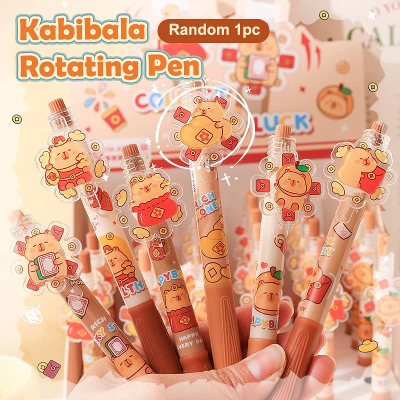 Kawaii การ์ตูน Capybara กดปากกาเจล Quick-Drying Neutral ปากกาเขียน Smooth ปากกาอุปกรณ์สํานักงานเครื่องเขียนนักเรียนของขวัญ