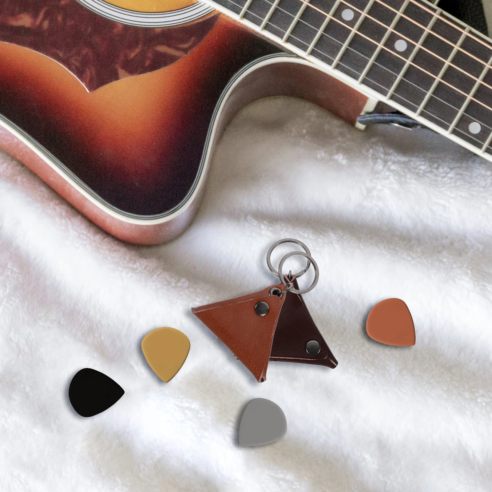 

2 Pcs Guitar Pick Case Storage Bag Ukulele Holder Plectrum Organizer Picks Keychain for Carrying
