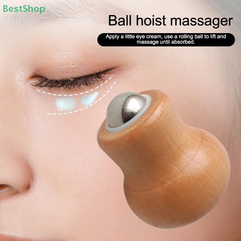 أدوات تدليك الوجه الخشبية، أدوات تدليك كرة حديدية صغيرة محمولة باليد، أدوات العناية بالبشرة، سهلة التنظيف والاستخدام #2