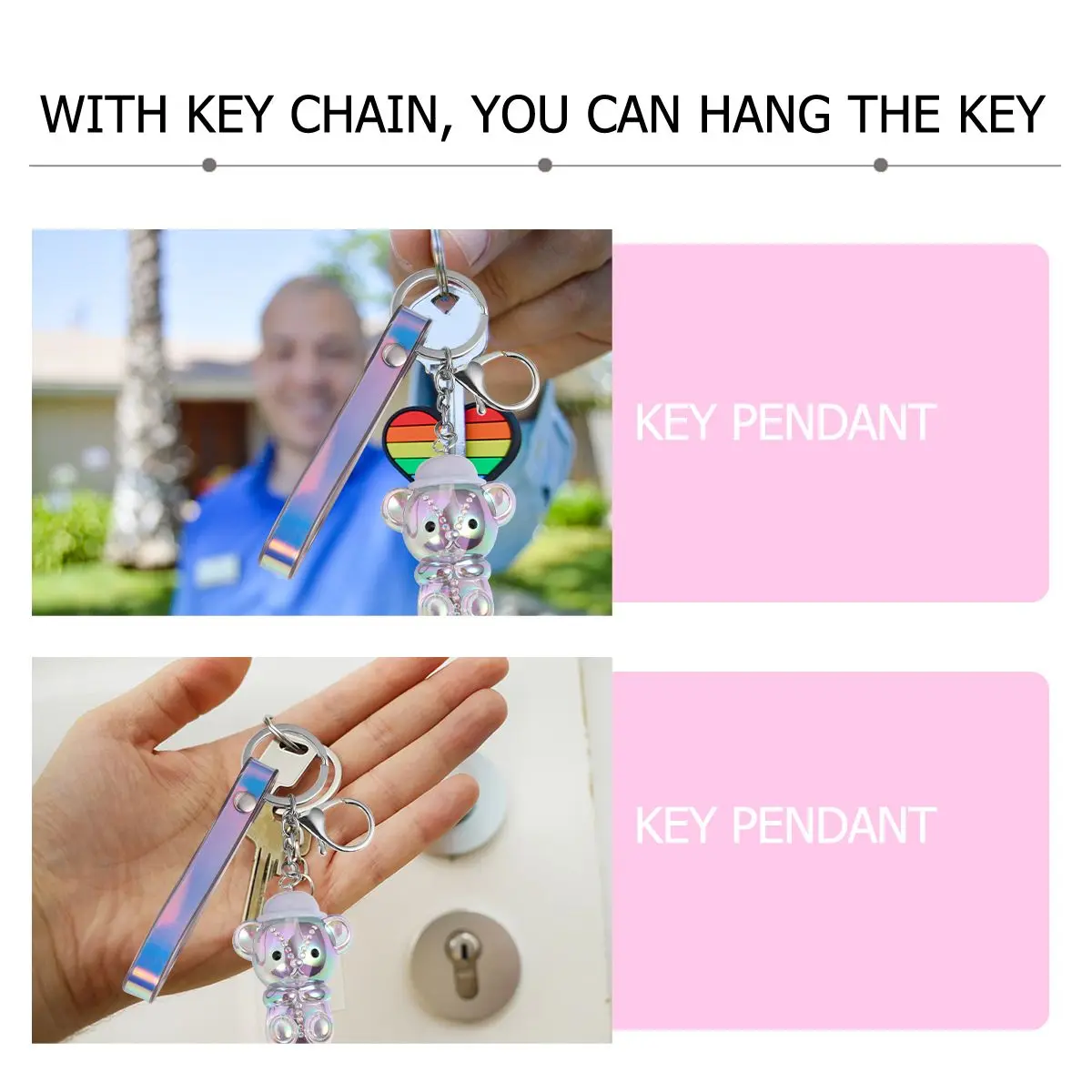 

Acrylic Keychain Bear Hanging Pendant Cute Small Bag Accessories Durable Long Lasting Student s