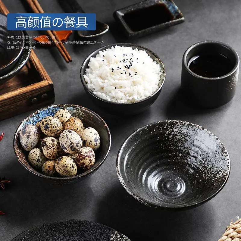 4.5 Inch Japanese-style Rice Bowl Creativity Household 5inch Ceramic Bowl Restaurant Soup Bowl Ramen Bowl for Kitchen Tableware