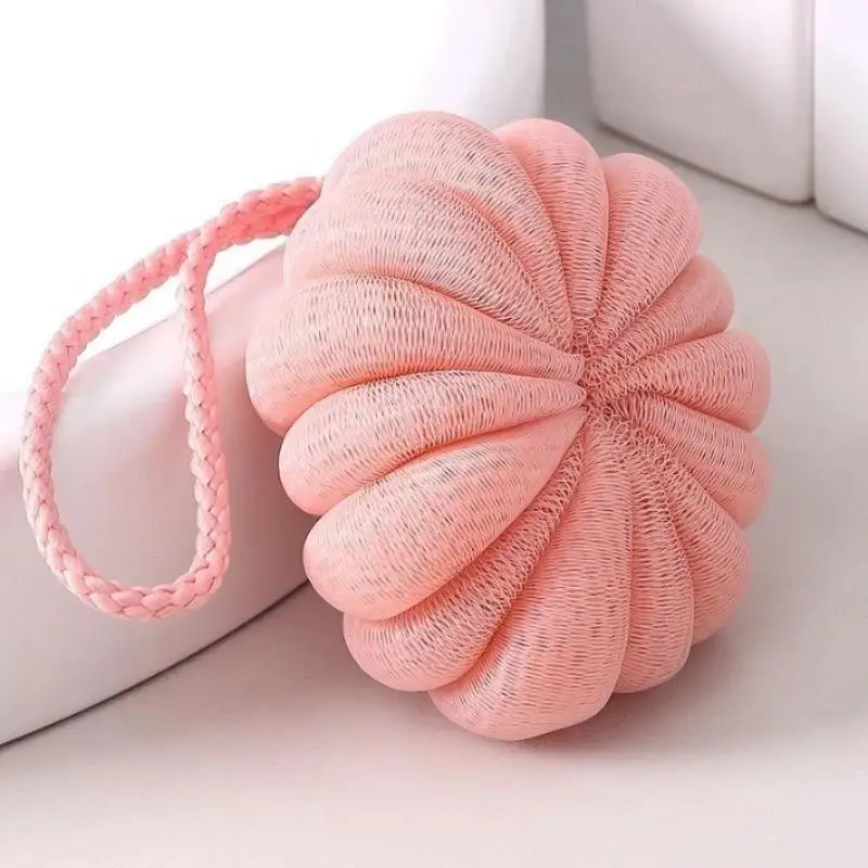 Pumpkin Shaped Shower Loofah Sponge Super Thick Soft Mesh With Hanging String Durable Daily Household Bath Washing Accessory