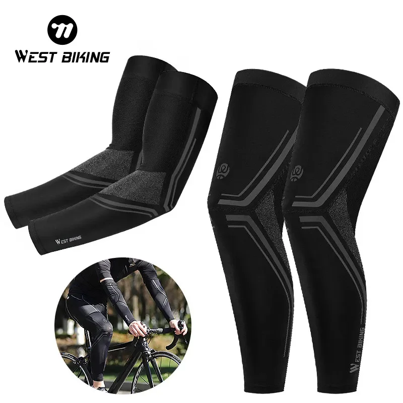 

WEST BIKING Ice Silk Sleeves Summer Breathable Anti-UV Cycling Arm Sleeve High Elasticity Leggings Running Outdoor Sports Set