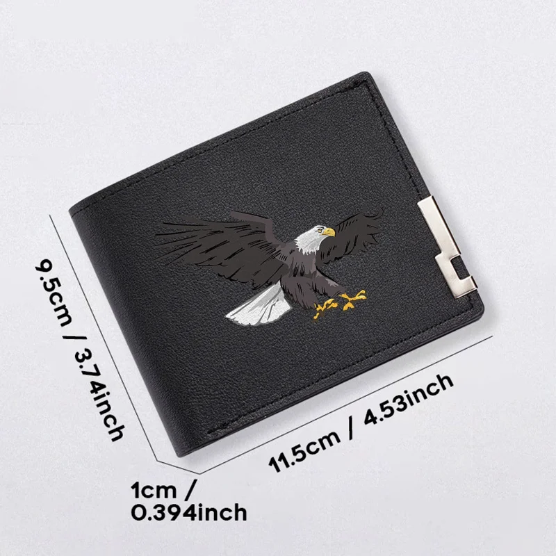 독수리 엠블럼 PU 가죽 지갑 남성용 슬림 비즈니스 스타일 내구성이 뛰어난 경량 일상 필수 패션 액세서리